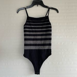 Free People Silver and Black Bodysuit